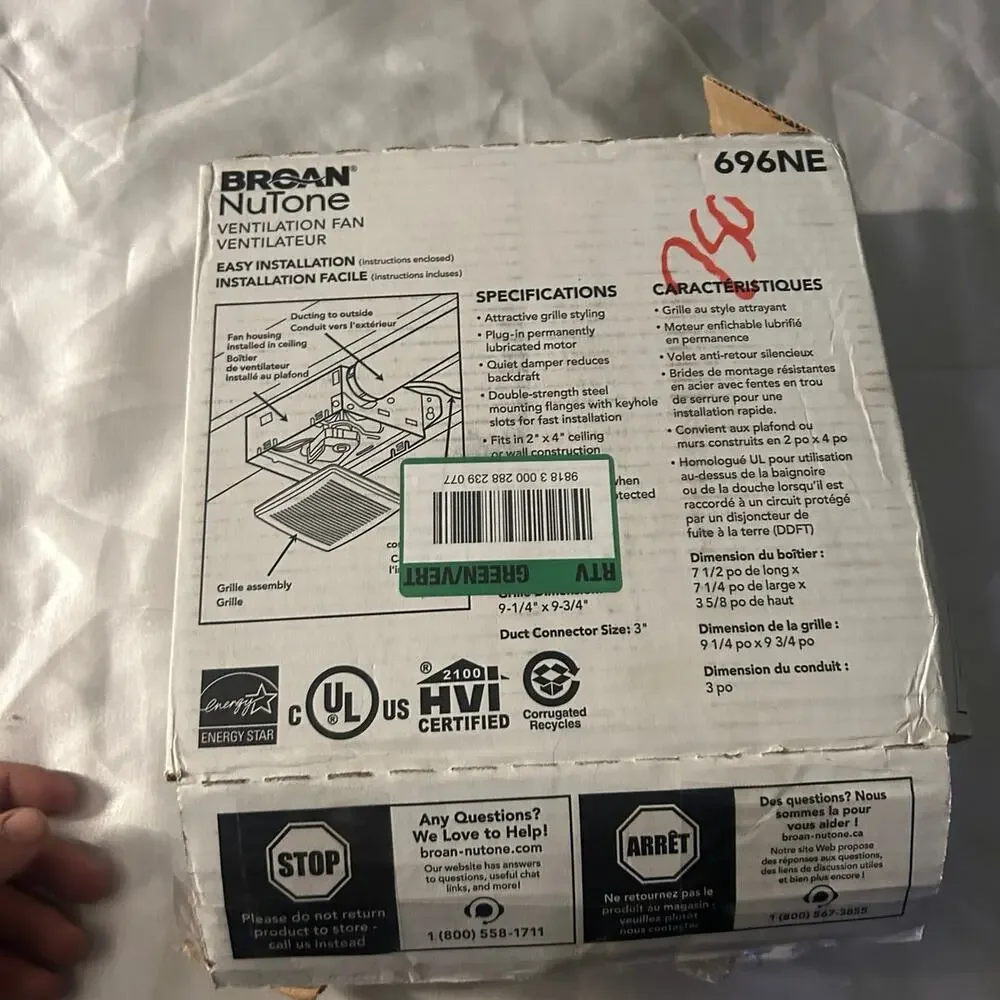 Broan nutone Economy 50 CFM ceiling Bathroom fan Exhaust